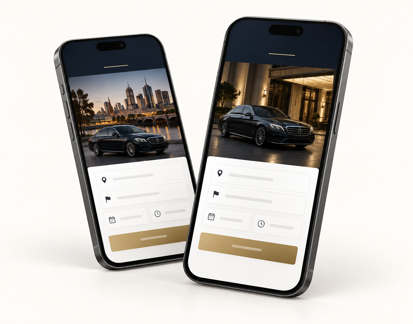 Melbourne chauffeur booking experience shown on two smartphones